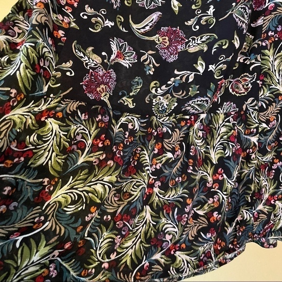 J. Jill Floral Peplum Long Sleeve Blouse Rayon - Picture 2 of 7